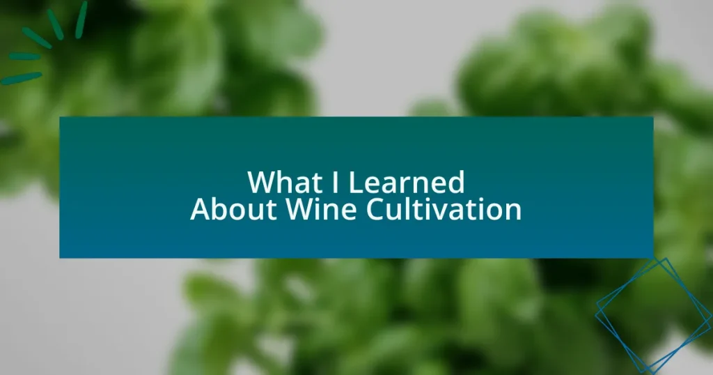What I Learned About Wine Cultivation
